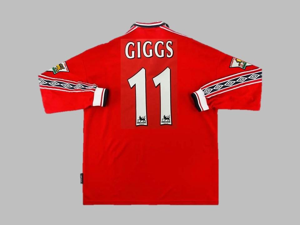 Manchester United 1998 1999 Giggs 11 Domicile Manches Longues Maillot