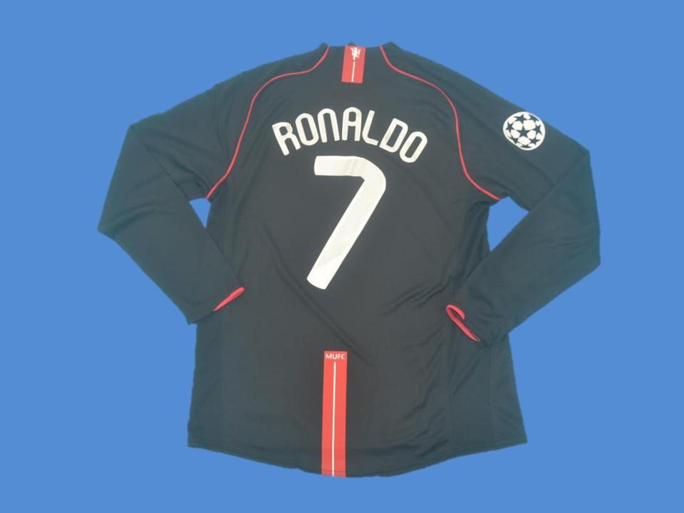 Manchester United 2007 2008 Ronaldo 7 Champions League Away Long Sleeve Jersey